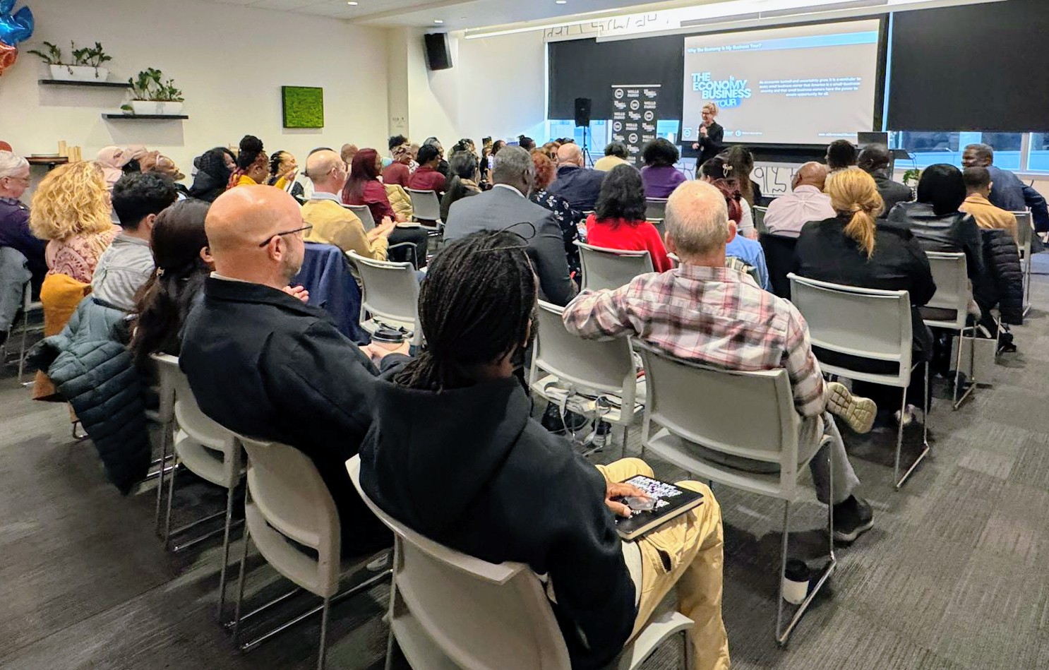 Packed room at the SILV=R Economy Tour Philadelphia event